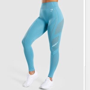 GymShark Flawless Knit Tights Sea Blue size small